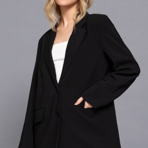 Long slv front button closure blazer - Picture 3 of 5